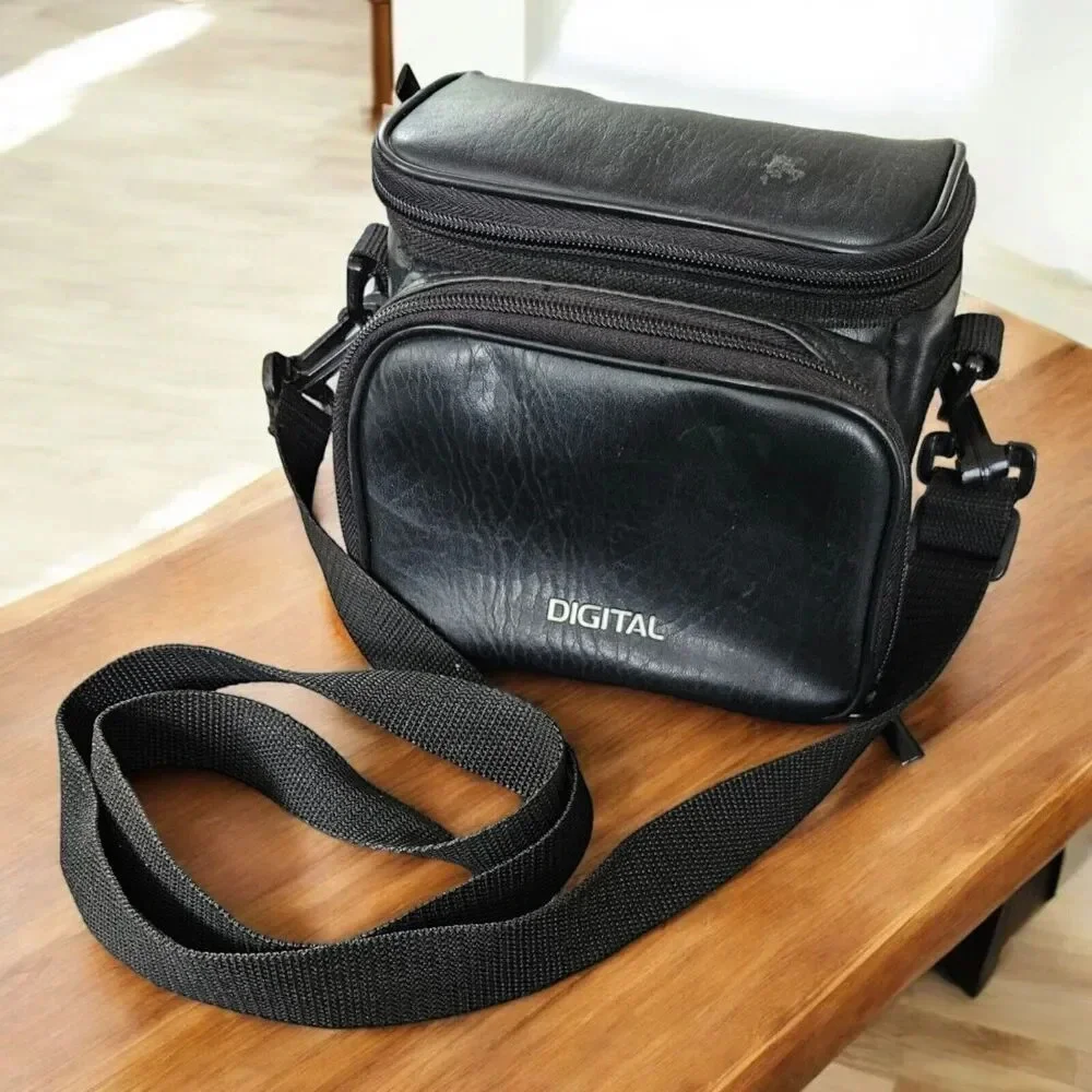 Camera Black Divided Shoulder Bag Crossbody Protective Case Removable Strap